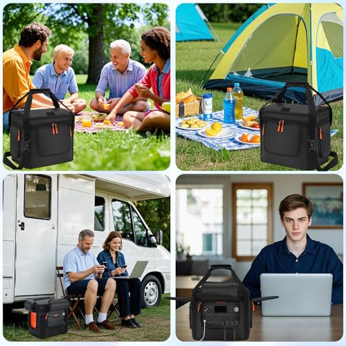 Soft Carrying Bag Compatible with Jackery Explorer 1000 V2, Portable Power Station Storage Case with Adjustable Shoulder Strap, Padding, Pocket, Side Zipper, Generator Covers for Outside - Image 8