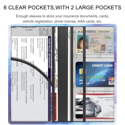 Image of LumiMokki Premium Car Registration & Insurance Card Holder with Magnetic Shut, Vehicle Glove Box Car Organizer - For Documents, Cards, License (Marble)