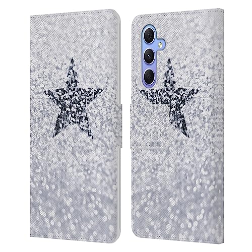 Housse cuir Galaxy A34 5G Monika Strigel motif artistique pailleté pastel de créateur