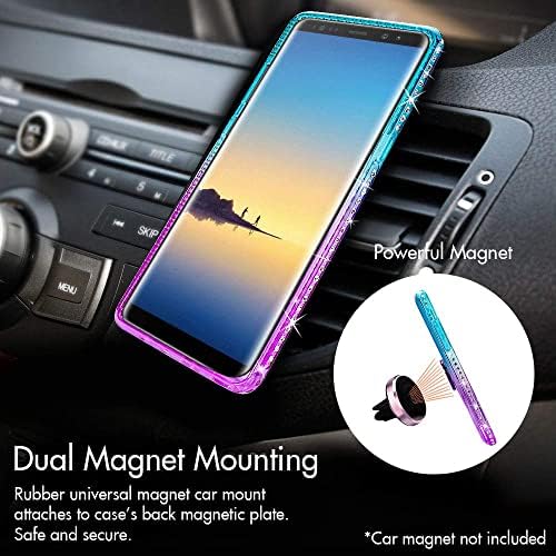 Miss Arts Galaxy Note 8 Case, [Silverback] Moving Liquid Holographic Sparkle Glitter Case With Kickstand, Bling Diamond Bumper W/Ring Slim Case for Girls Women for Samsung Galaxy Note 8 -Purple