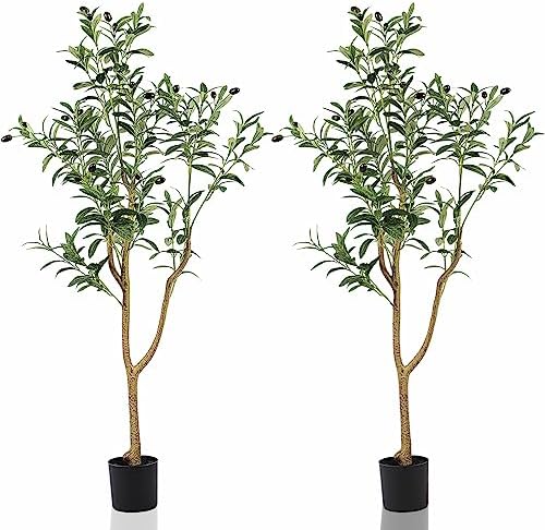 YOLEO 4FT Artificial Olive Tree Faux Tree with Lifelike Olive Leaves Fake Olive Plant for Living Room Bedroom Balcony Corner Office Decor