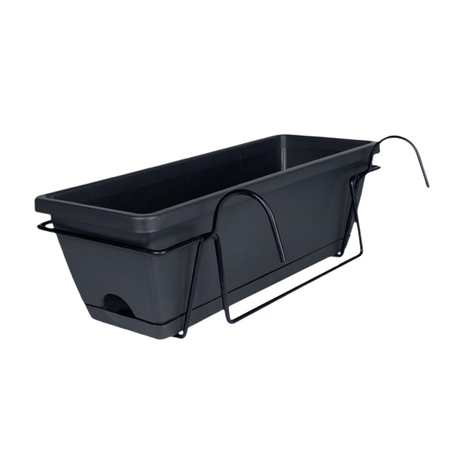 Quxvuis Dark Gray Garden Fence Vegetable Planting Pot With Tray Gift Idea For Housewarmings And Parties Hanging Planter Vegetable Planting Pot With Tray Balcony Planter, 43X19x15cm