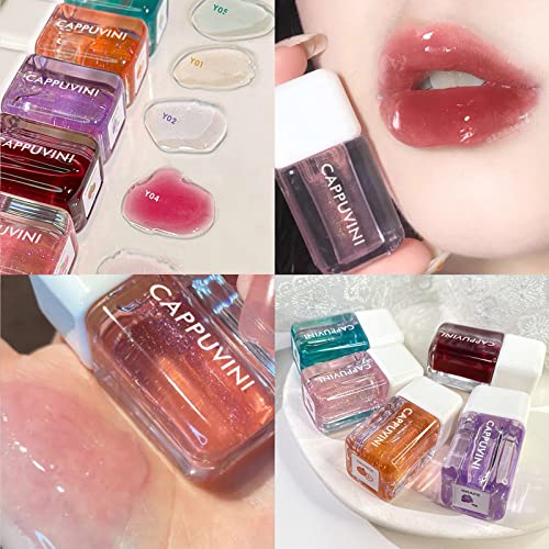 3Pcs Jelly Hydrating Lip Oil, Fruity Flavors Plumping Lip Oil Tinted Lip Balm Crystal Jelly Liquid Lipstick Peach Strawberries and Oranges Lip Care Transparent Toot Lip Oil Tinted Primer Lip Tint - Image 6