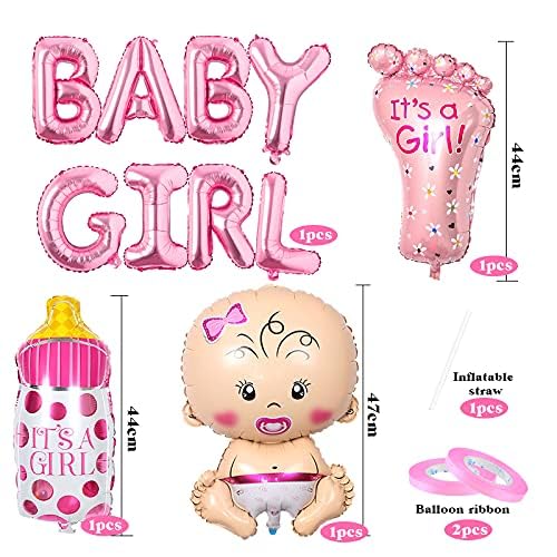 Baby Shower Decoration Pink, Baby Shower Girl Decoration, Baby Shower Decorations, It's a Girl Garland, Newborn Foil Balloon - Image 2