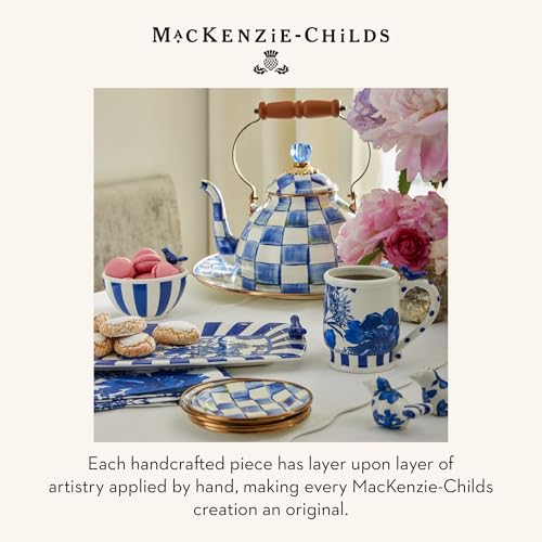 Image of MACKENZIE-CHILDS Tea Kettle, 3 Quarts, Blue-and-White Royal Check