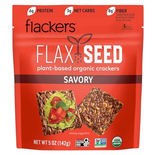 Flackers Flax Seed Crackers, Savory, 5 oz (142 g)