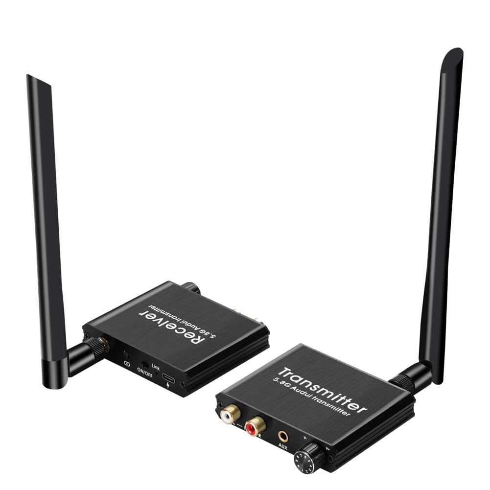 Bezprzewodowy nadajnik i odbiornik audio 50 m 5,8 G bezprzewodowy adapter audio z konwerterem R/L 3,5 mm do TV Box DVD PC