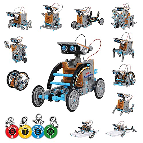 12 Different Robots in 1 STEM Toys for Kids - Ages 8-10+ - Complete 190 Piece DIY Kit. Projects from Easy to Advanced. Solar Powered, Clear Instructions, Science Building Set Gifts for Kids