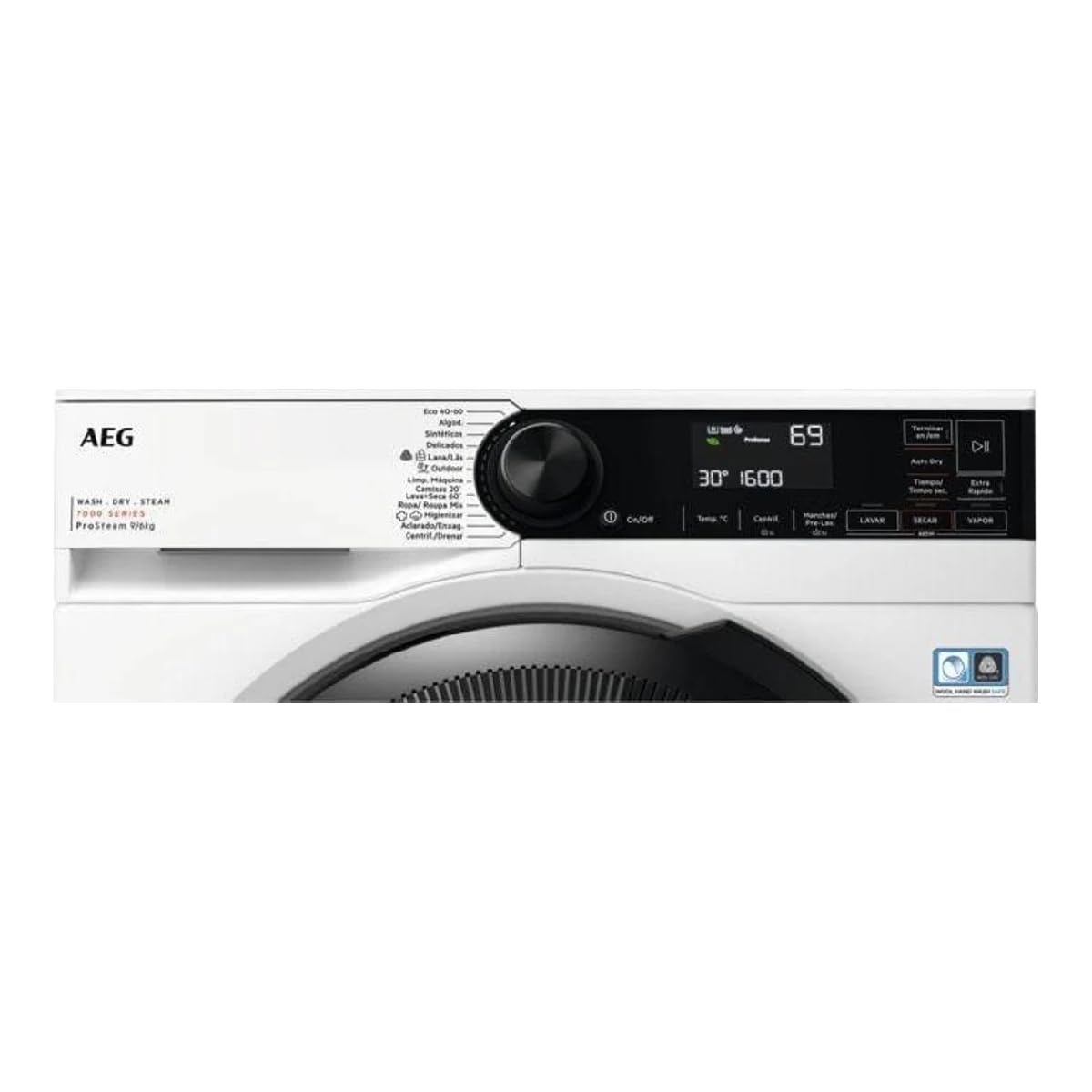 AEG LWR7316O4B - Lavatrice a carico frontale, 10 kg, asciugatura a secco, 6 kg, 1600 giri/min, connessione WiFi, cassetto universale POD, programma nonstop, pannello LCD, bianco, classe D