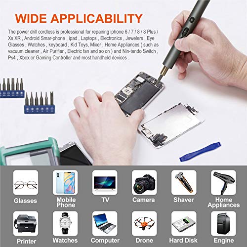 ABLY Mini Electric Screwdriver Set with 24 Precision Bits and LED Light Rechargeable Screw Driver Magnetic Screwdriver Cordless Power Screwdriver for Phone Watch Camera Laptop Switch Game Consoles