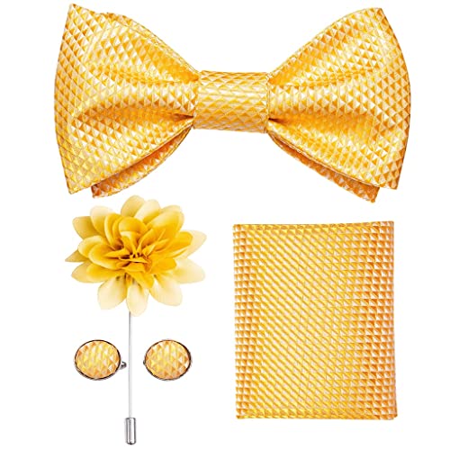 SLSFJLKJ Gelbe Herren Fliegen Hochzeit Bräutigam Bowknot Brosche Pin Set Schmetterling Geschenk for Männer (Color : A, Size : 11.43 x 6.85 cm) Cover