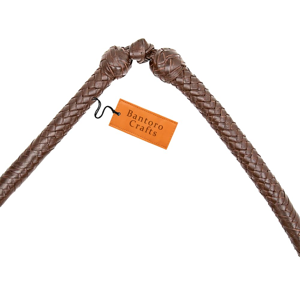 Marrone Frusta 12 trecce Fili Pelle Intrecciata Frusta in Vera Pelle Pancia in Pelle e Supporto in Pelle all'Interno Frusta Che schiocca Forte