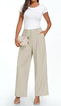DvaeMalligo Work Pants Women Wide Leg Dress Pants Elastic