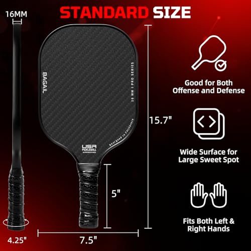 image for BAGAIL Pickleball Paddles, USAPA Approved Fiberglass Surface Picklebal