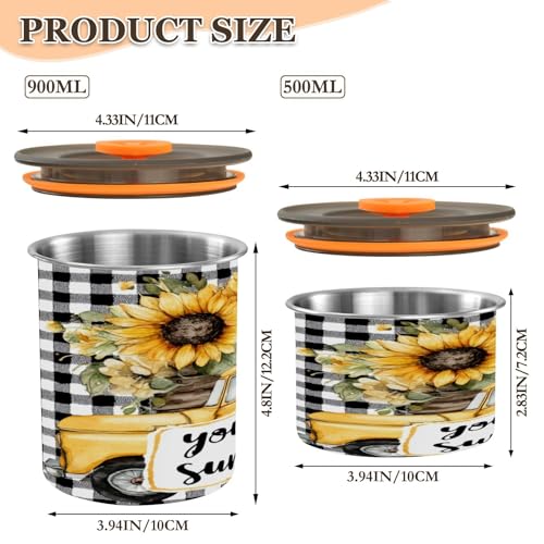 Envase para café amarillo con girasoles 900 ml acero inoxidable miniatura 2