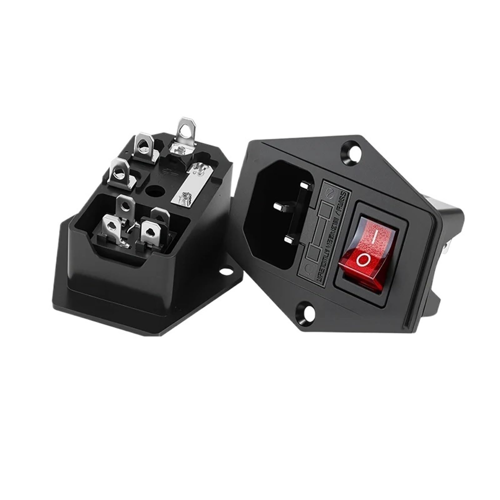 Przełącznik kołyskowy | 5/20 sztuk AC Connector With Fuse And Red Indicator Female 3 Pin For DIY Electric (AC-01B-1.20PCS)