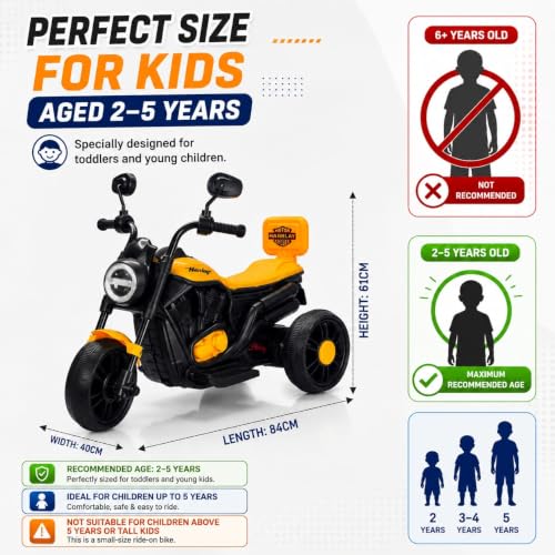 Image of Wishmaster Mini Harlay Electric Ride-On Bike for Kids | 6V Battery-Operated Motorcycle | Foot Accelerator | Suitable for Boys & Girls Aged 2-5 Years | Sturdy & Safe Toy Bike