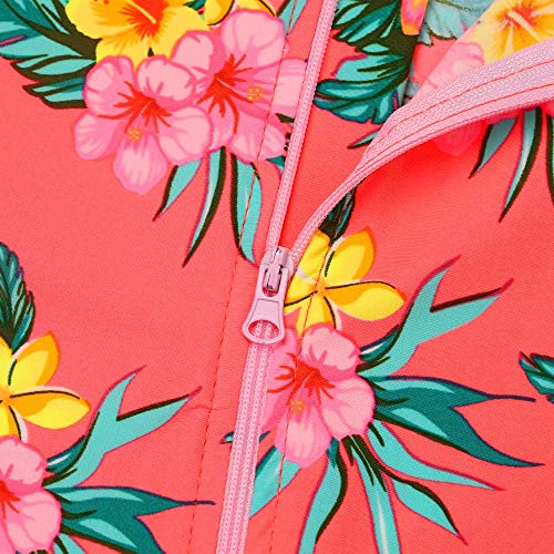 Image of HUAANIUE Toddler Girl Swimsuit Long Sleeve UPF50+ Sun Protection | Easy zipper for quick changes, Full UPF50+ coverage-play all day without sunburn worry, Perfect for beach & pool days.