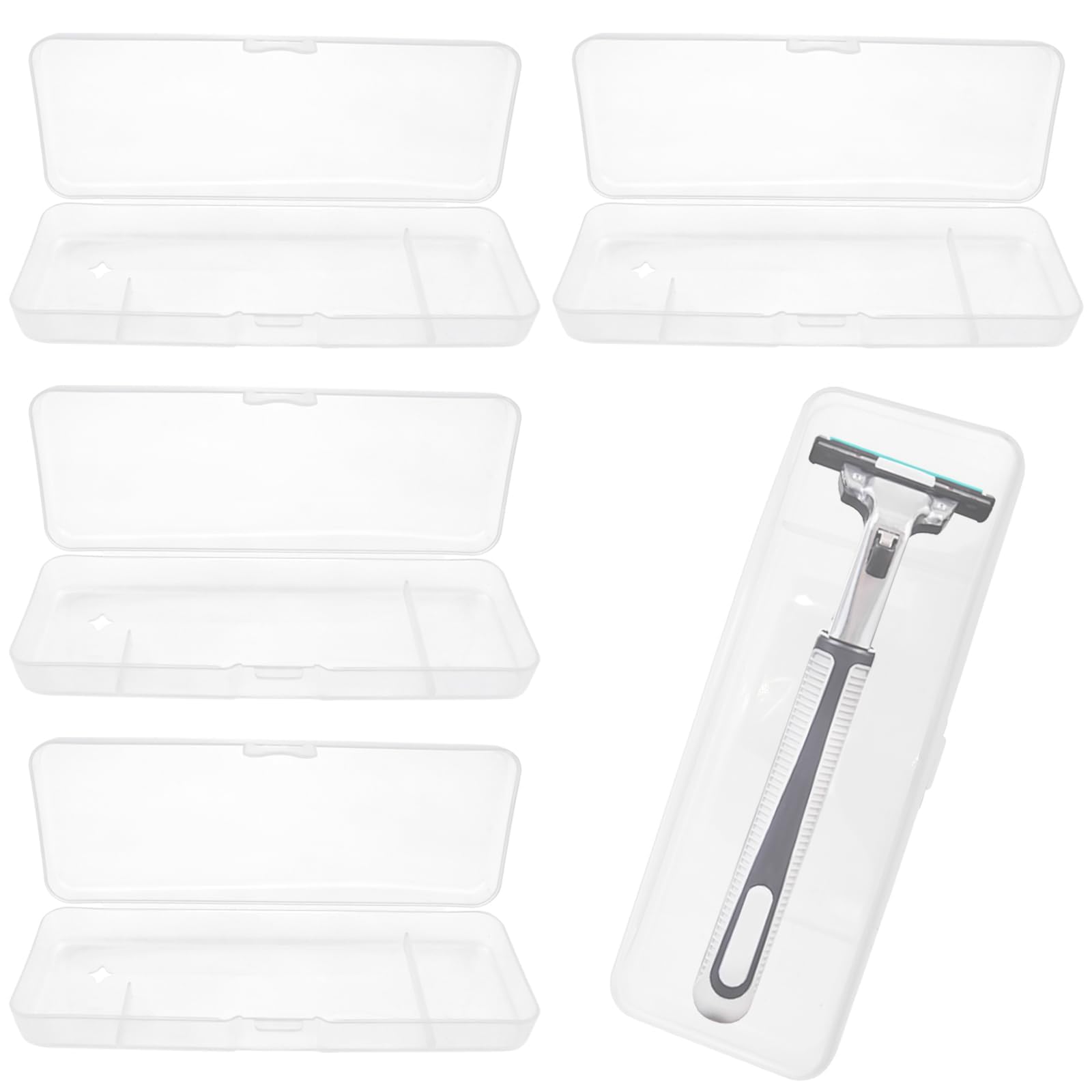 4 Pack White Transparent Shaving Box for Shaver Razor, Container Storage for Manual Razor System, Plastic Box Cover, Razor Protector, Shaving Accessories-image-45