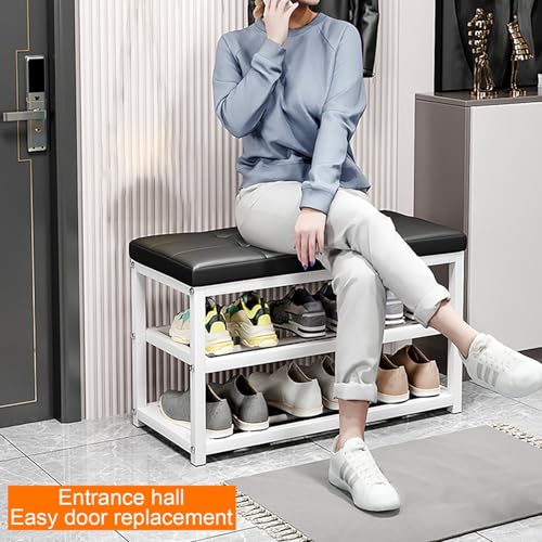 Étagère à chaussures en bois et banc d'entrée moderne compact