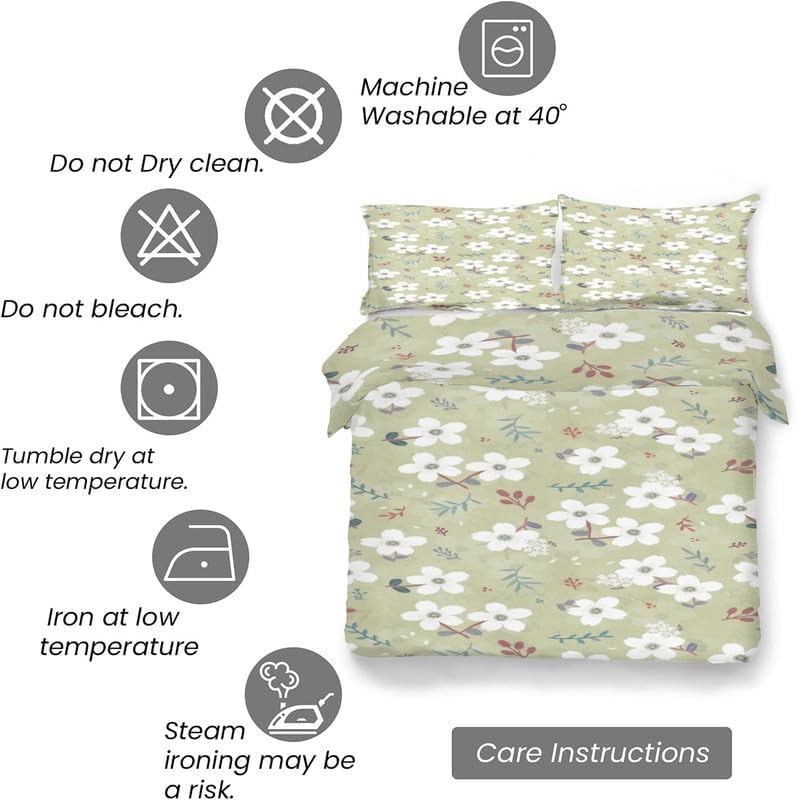 Housse de couette fleurs 120x150 cm en microfibre douce premium - 7