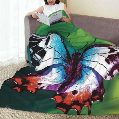Couverture en flanelle imprimé papillon douce et légère pour canapé