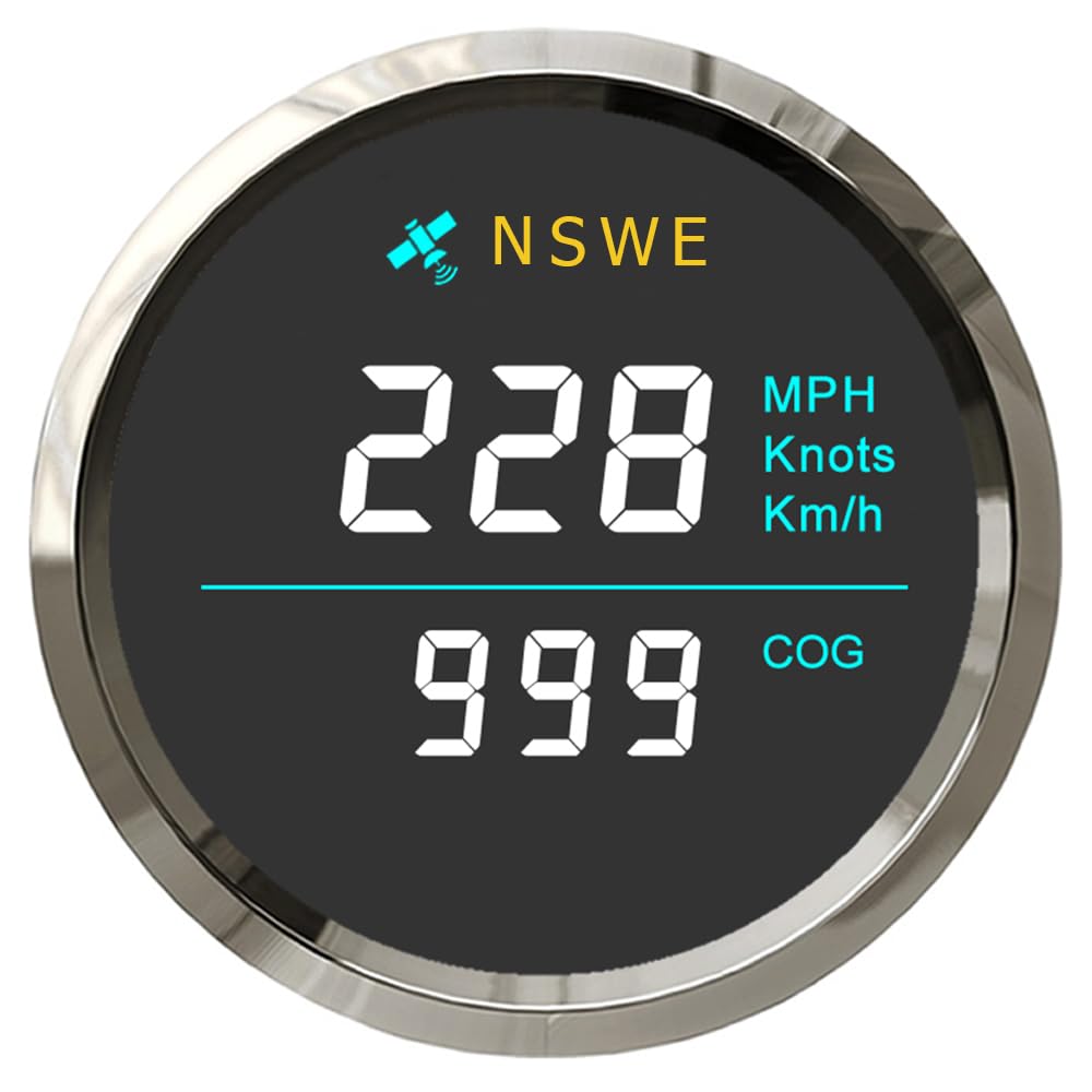 ELING Tacómetro GPS de 52 mm para barcos marinos con recorrido por tierra 12 V 24 V con retroiluminación impermeable