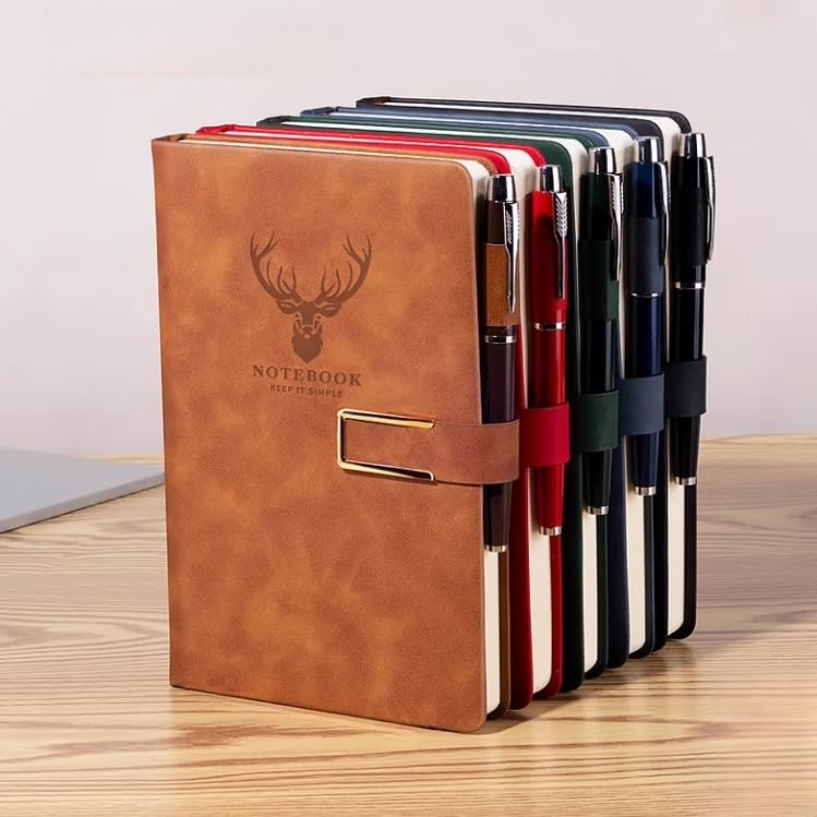 Hardcover Notizbuch A5 100 Blatt Kunstleder-Tagebuch mit Magnetschnalle und Stifthalter für Männer und Frauen 80 g dick liniert Tagebuch für Büro Geschäft Schule Reisen persönlich Braun
