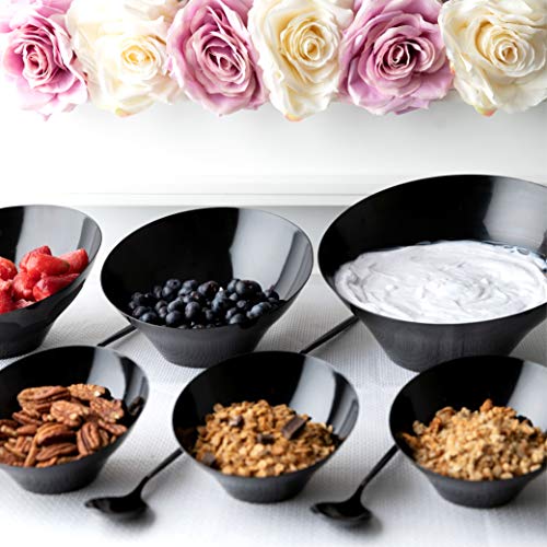 Plasticpro Disposable Angled Plastic Bowls Round Serving Bowls, Party Snack Or Salad Bowl, Heavy Duty, Elegant Black, Pack Of 4… #TOP6