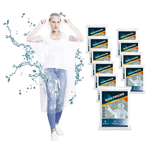 FROSTHIKER 10er-Pack Regenponchos mit Kapuze - Dicker Einweg-Notfall...