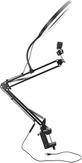 Luz de Anillo, Luz de Anillo Selfie 3 Temperatura Color Brazo Retráctil, para el Escritorio con Estabilizador del Soporte del Teléfono la Abrazadera para Grabación Video, Zoom