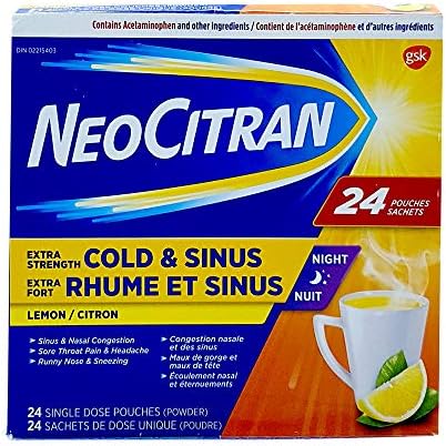 NEOCITRAN Extra Strength Cold & Sinus Night, 24 Single dose Pouches(Powder)