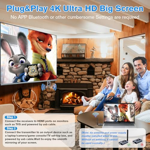 Image of Upgraded Wireless HDMI Receivers and Transmitter with LED Screen,165FT /50M Plug & Play 1080P HD Output 5.8GHz Extender for TV Box /Laptop /Projector /Camera to Multiple Screens