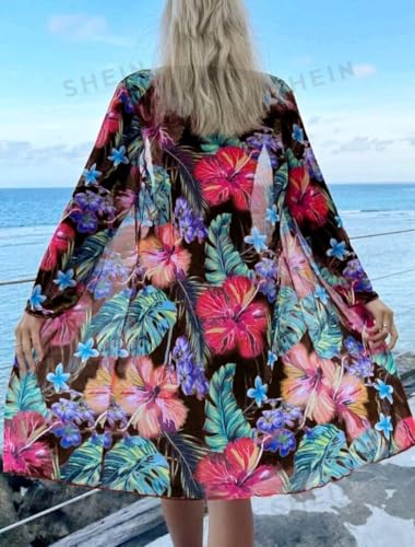 Image of AARAM Sexy Hot Beach Bikini Set for Women, Women's 3 Piece Beach Wear Stylish Printed Shorts Cardigan Suit Swimwear, Three-Piece Co-ord Set for Pool Vacation Honeymoon Beachwear