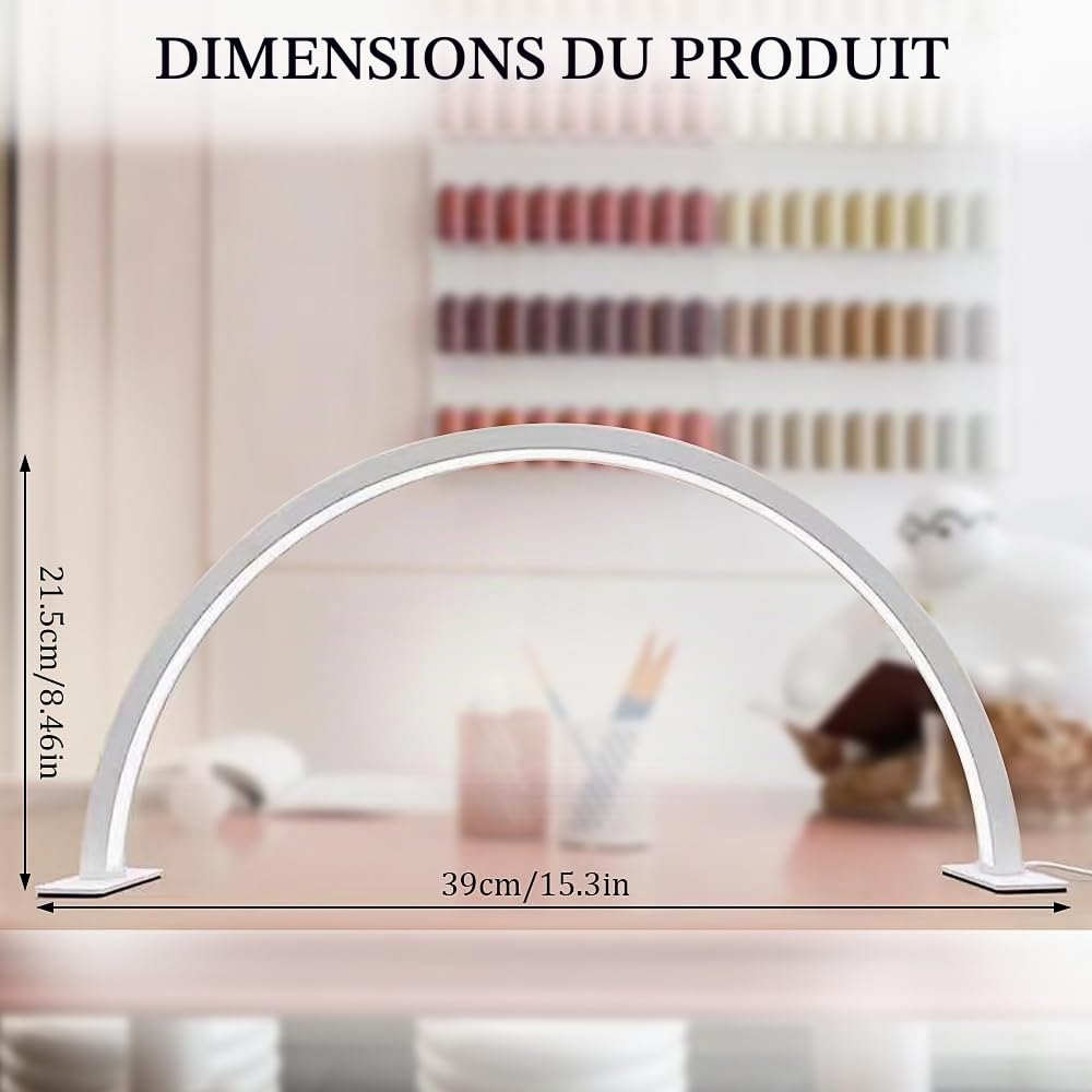 Lampe à Ongles pour Bureau, Lumière Demi-Lune pour Ongles de Bureau, Lampe à Ongles Demi-Lune Pliable