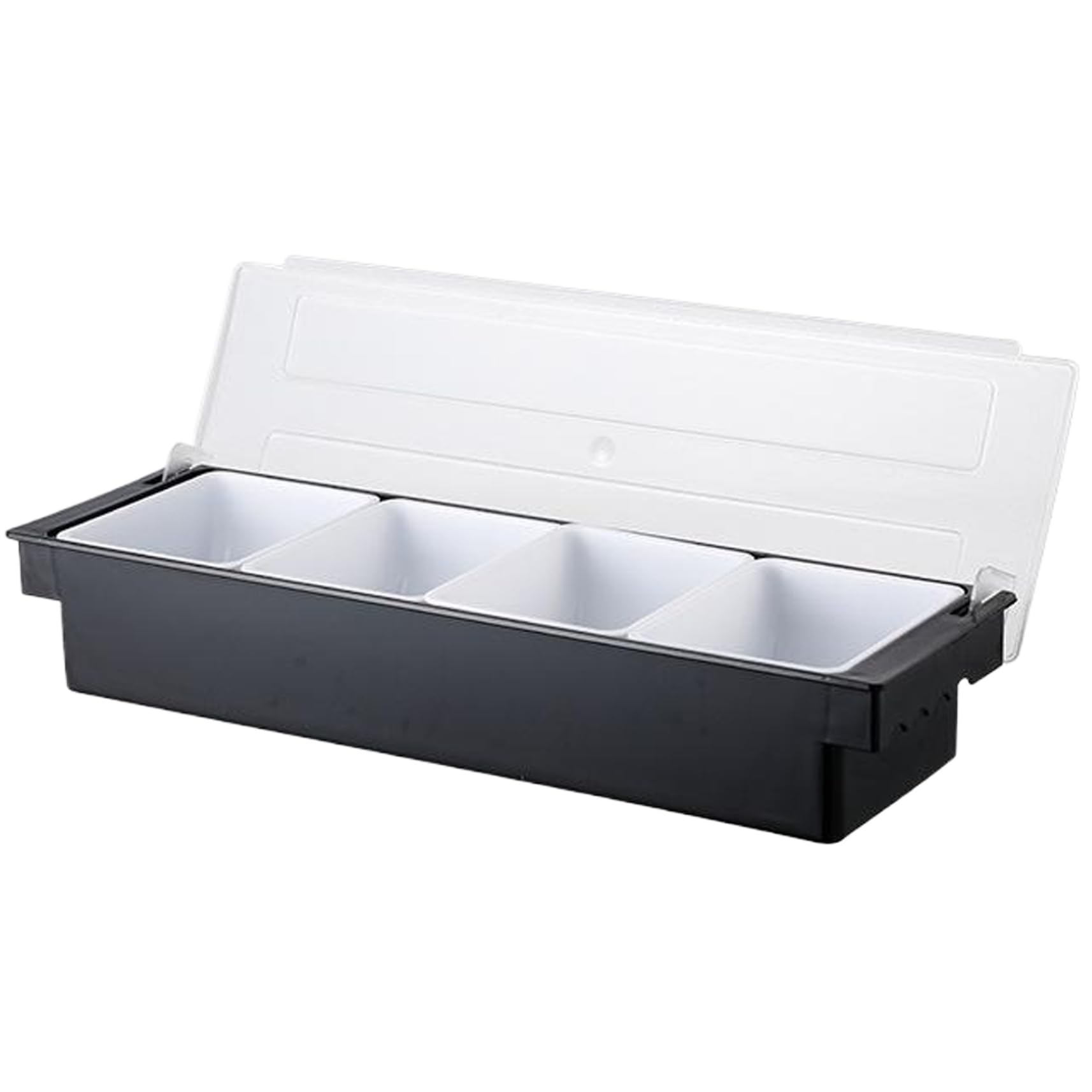 Vervevum Bar Condiment Caddy with 4 Removable Compartment Condiment Caddy with Handle Bar Fruit with Lid Easy to Clean Garnish Tray for Fruit Salad