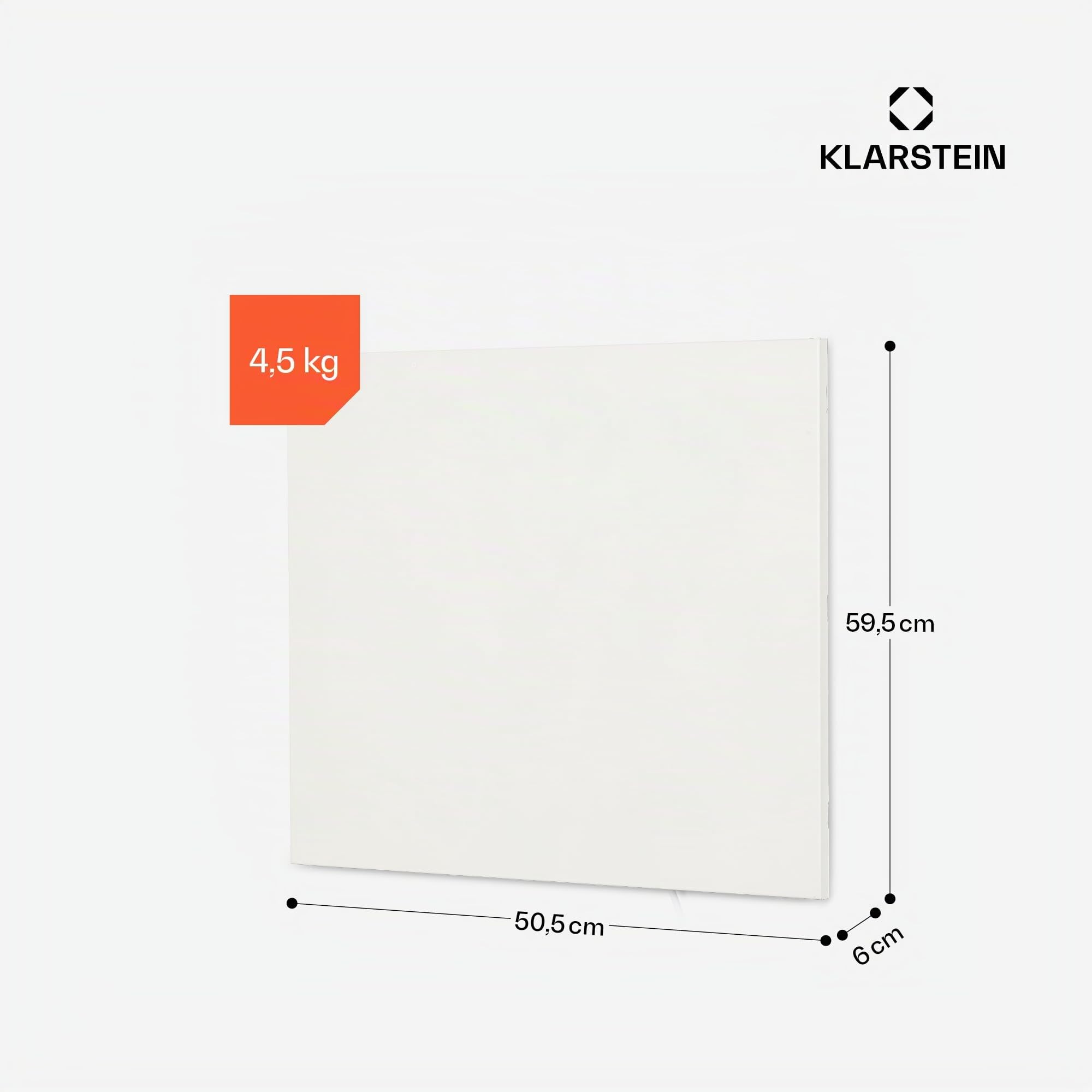 Klarstein Radiador Infrarrojos Pared Potencia, 300W, Placa Calor Bajo Consumo, Panel Radiante Bajo Consumo, Panel Infrarrojos Calefaccion, Calefactores Infrarojos Radiante Pared