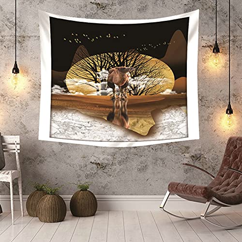 Tapiz de pared decorativo marrón y negro de 150x130 cm inspirado en el atardecer 6