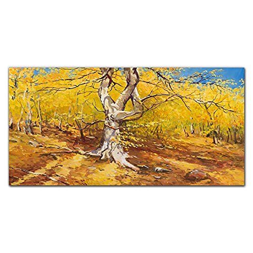 Décoration d'intérieur chaleureuse avec la photo sur verre forêt d'automne 100x50