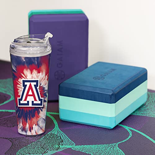 Image of Rico Industries NCAA Glitter 24oz Acrylic Glitter Tumbler with Hinged Lid, Officially Licensed Double Wall Tumbler with Straw