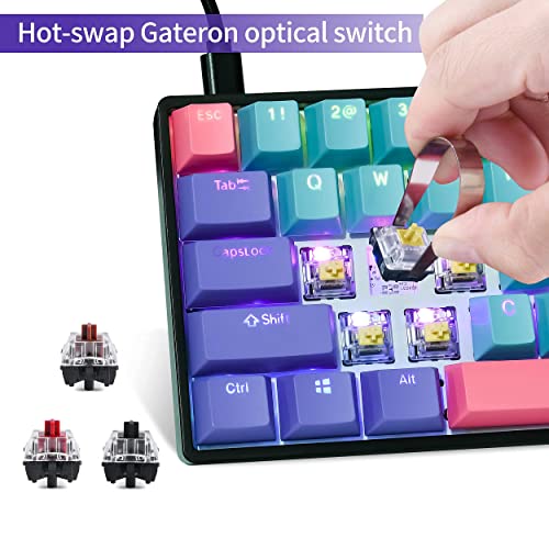 Image of GTSP Gk61 60% Mechanical Keyboard Gaming Custom SK61 Hot Swappable 60 Percent with PBT Keycaps RGB Backlit NKRO Type-C Cable for PS4 (Gateron Optical Yellow, Joker)