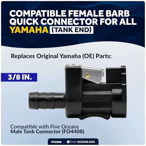 Image of Five Oceans 3 /8 inch Barb Female Fuel Line Connector Compatible with Yamaha, Fits Engine End and Tank End Male Fitting - FO2888