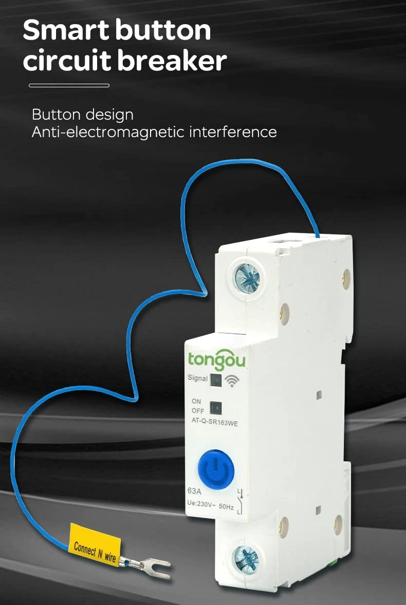 Disyuntor,Interruptor AutomáTico MagnetotéRmico 2P 63A DIN ​Rail WIFI Disyuntor Interruptor inteligente Control remoto por Smart Home con protección contra fugas(16A)