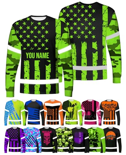 Custom Safety High Visibility Shirts for Men Class 2 Personalized Hi Vis Reflective Construction Long Sleeve Shirt
