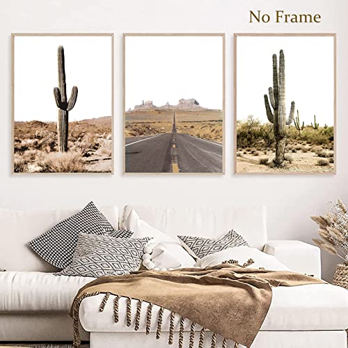 Desert Cactus Canvas Wall Art Black And White Desert Art Highway Cactus Artwork Saguaro Cactus Pictures Desert Landscape Print Brown Cactus Paintings Boho Desert Wall Decor For Home 16X24Inx3 No Frame #TOP5