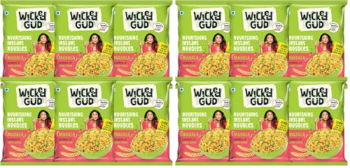 Image of WickedGud Nourishing Masala Instant Noodles (69 gm x 6)| Healthy Noodles | No Maida | No Palm Oil | No Added MSG | High Protein (Pack of 2)
