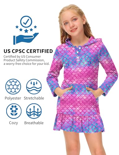 Image of BesserBay Girl's Ruffle Bathrobe Beach Button Down Hooded Terry Cover Ups 3-14 Years