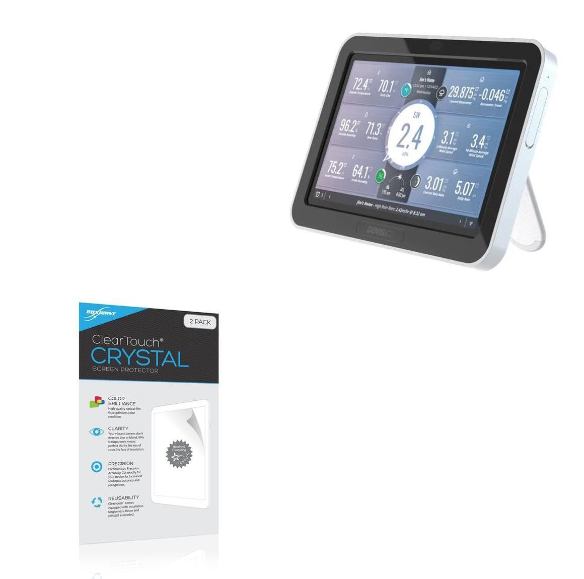 BoxWave Screen Protector Compatible with Davis Vantage Davis WeatherLink Console - ClearTouch Crystal (2-Pack), HD Film Skin - Shields from Scratches