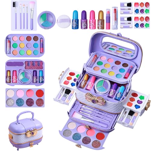 Play Kits de maquillaje para niños, set de maquillaje, juegos de pretensión, juego de rol, lavable, juego de 57 unidades, para niñas pequeñas, adolescentes, juegos de cumpleaños
