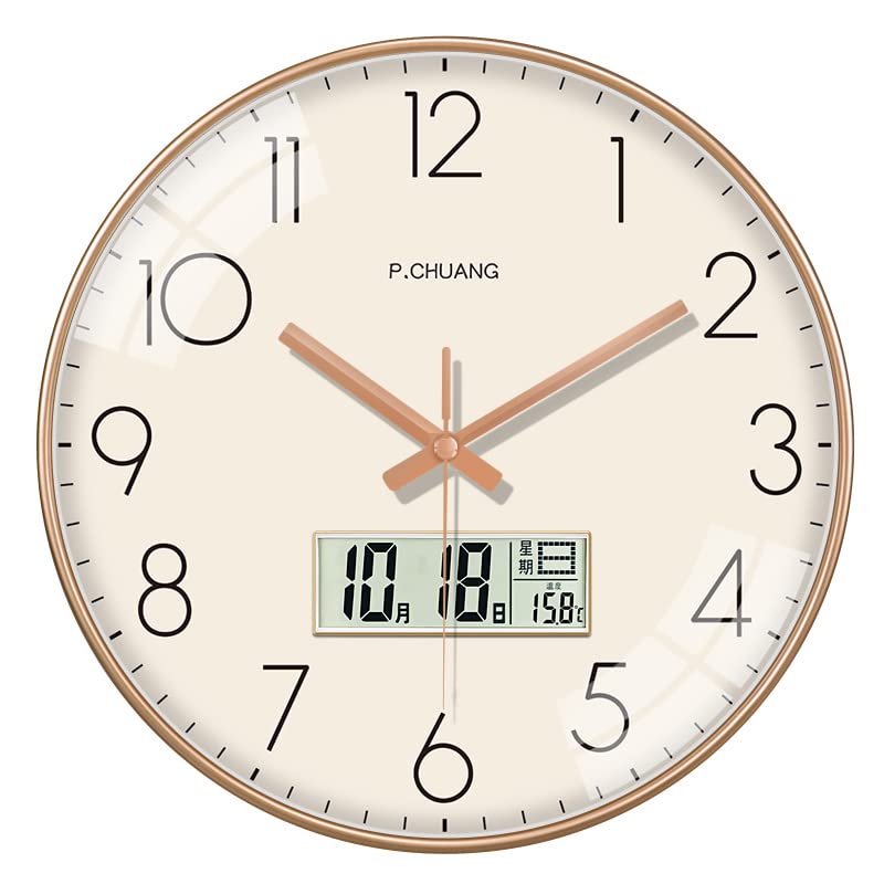 ZEPOLI Wall Clock for Home Living Kitchen Stylish Silent Non-Ticking Watches |Year Month Day Date Room Humidity Temperature Thermometer Display(12 Inches) (Cream Digital) (B0B5YG5R5P) Amazon Price History, Amazon Price Tracker